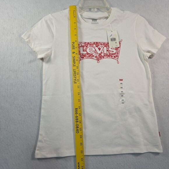 Levi's Perfect Tee Standard Fit T-Shirt Women's Size XS Floral Spellout NWT - Picture 8 of 10